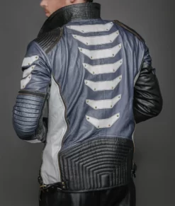 Mike Blue Mens Leather Metallic Jacket
