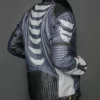 Mike Blue Mens Leather Metallic Top Leather Jacket