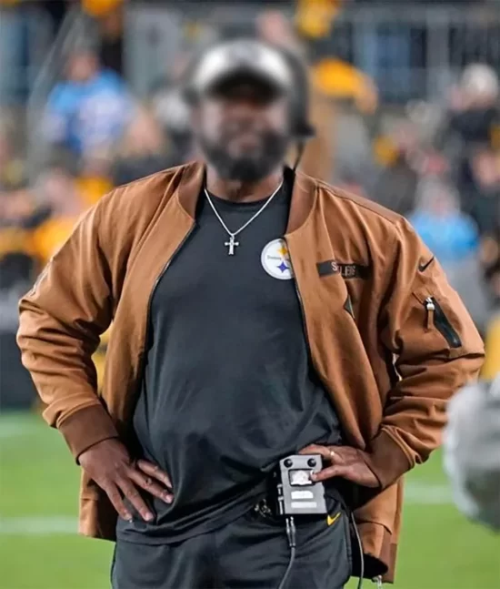 Mike Tomlin Steelers Brown Leather Jacket