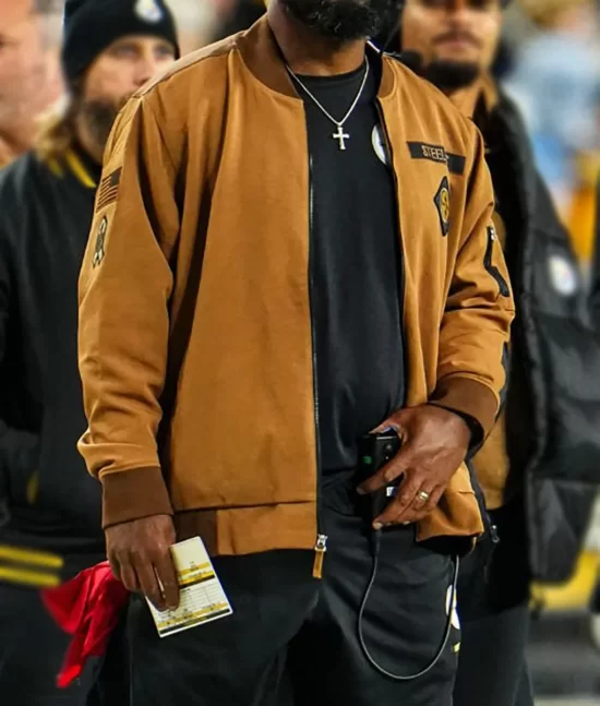 Mike Tomlin Steelers Brown Real Leather Jacket