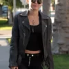 Miley Cyrus Black Biker Leather Jacket