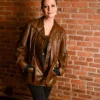 Mischa Barton Masters of the Air Brown Real Leather Jacket