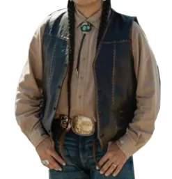 Mo Yellowstone Chief Thomas Rainwater Brown Leather Vest