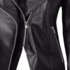 Monica Womens Black Real Leather Moto Jacket Asymmetrical Fitted Style