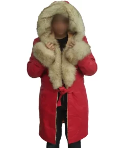 Mrs. Claus Red Best Leather Coat
