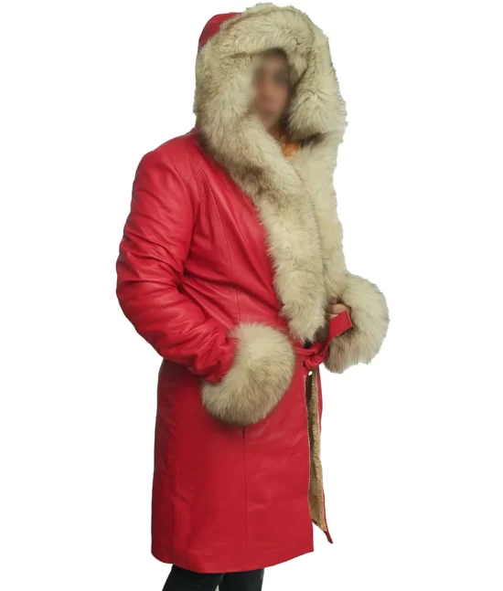Mrs. Claus Red Leather Coat