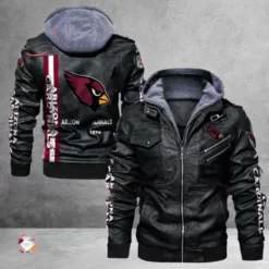 NFL Arizona Cardinals Hooded Black Leather Jacket