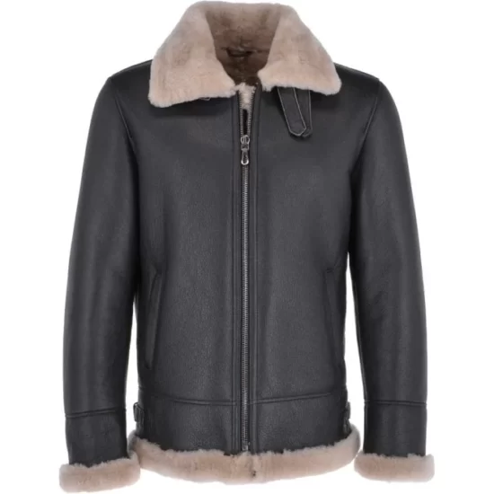 Nathan Shearling Fur Black Leather Jacket