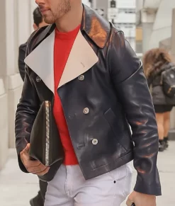 Nick Jonas Blue Top Leather Jacket