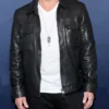 Nick Lachey Super Bowl Black Real Leather Jacket