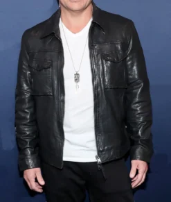 Nick Lachey Super Bowl Black Real Leather Jacket