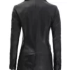 Notch Lapel Collar Double Breasted Black Top Leather Coat