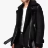 Oliver Black Shearling Aviator Genuine Leather Jacket