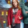Our Christmas Mural Olivia Genuine Red Leather Jacket