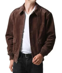 Ozzy Men’s Brown Real Suede Leather A2 Flight Bomber Jacket
