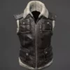 PUBG Biker Shearling Fur Leather Vest - Copy