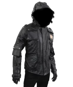 PUBG Black Leather Jacket Front