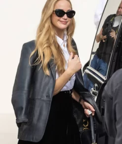 Paris Fashion Week Jennifer Lawrence Best Leather Blazer