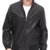 Patrick Black Leather Bomber Jacket