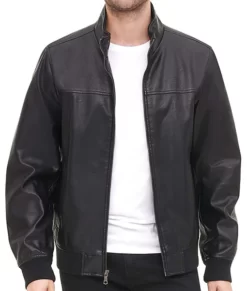 Patrick Black Real Leather Bomber Jacket