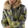 Pelle Pelle Abstract Pattern Olive Real Leather Jacket