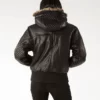 Pelle Pelle Fur Hood Women Black Real Leather Jacket