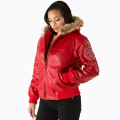 Pelle Pelle Fur Hooded Red Jacket