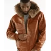 Pelle-Pelle-Hooded-Shearling-Fur-Collar-Script-Brown-Leather-Jacket-1
