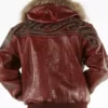 Pelle-Pelle-Hooded-Shearling-Fur-Collar-Script-Red-Leather-Jacket