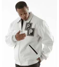 Pelle Pelle Jeweled Men's White Real Leather Jacket