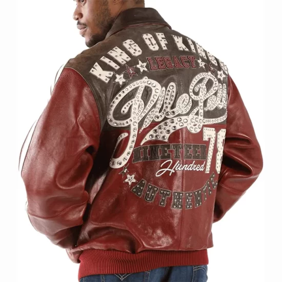 Pelle Pelle King Of Kings Maroon And Brown Real Leather Jacket