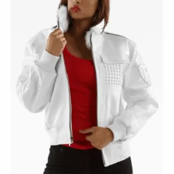 Pelle Pelle Ladies MB Bomber White Leather Jacket