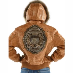 Pelle Pelle Ladies Mb Emblem Fur Hood Brown Real Leather Jacket