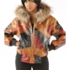 Pelle Pelle Ladies Multicolor Genuine Leather Jacket