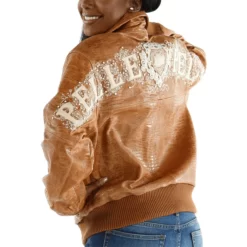 Pelle Pelle Ladies Shoulder Crest Brown Real Leather Jacket