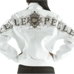 Pelle Pelle Ladies Shoulder Crest White Genuine Leather Jacket