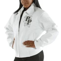Pelle Pelle Ladies Shoulder Crest White Leather Jacket