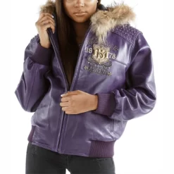 Pelle Pelle Live Like A Queen Die Like A Legend Purple Fur Hooded Jacket