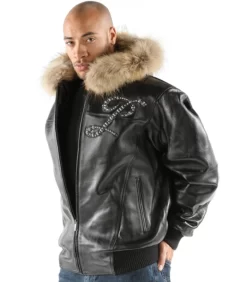 Pelle-Pelle-Mens-Black-Fur-Hood-Leather-Jacket-1