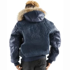 Pelle-Pelle-Mens-Blue-Fur-Hood-Leather-Jacket