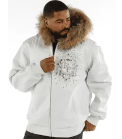 Pelle-Pelle-Mens-Crest-White-Leather-Jacket-With-Fur-Collar