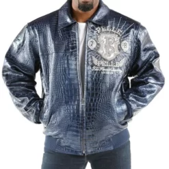 Pelle Pelle Mens Eye On The Prize Blue Real Leather Jacket