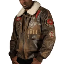 Pelle Pelle Mens Make’n It Rain Brown Bomber Genuine Leather Jacket