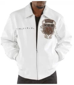 Pelle Pelle Mb Emblem Men’s White Pure Leather Jacket