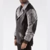Pelle Pelle Mens Varsity Black Biker Plushfoil Print Real Leather Jacket