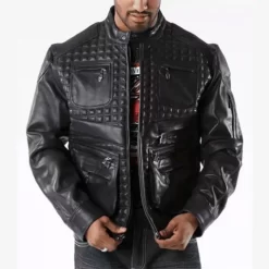 Pelle Pelle Mosaic Black Burnish Genuine Leather Jacket
