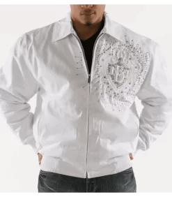 Pelle Pelle Platinum & Diamonds Twill Men's White Premium Leather Jacket