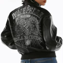 Pelle Pelle Platinum and Diamonds Black Plush Womens Genuine Leather Jacket