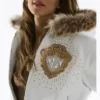 Pelle Pelle Platinum and Diamonds Fur Hood White Leather Plush Jacket