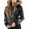 Pelle Pelle Royal In Croc Black Fur Hooded Top Leather Jacket